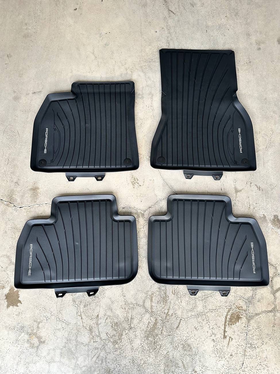 Electric Macan EV OEM Rubber All-Weather Floor Mats and Cargo Tray - installed photos IMG_4640