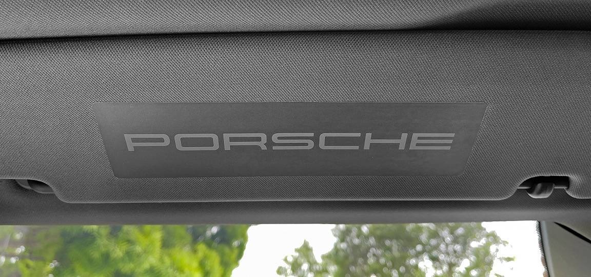 Electric Macan EV Custom Center Armrest Tray sun visor sticker