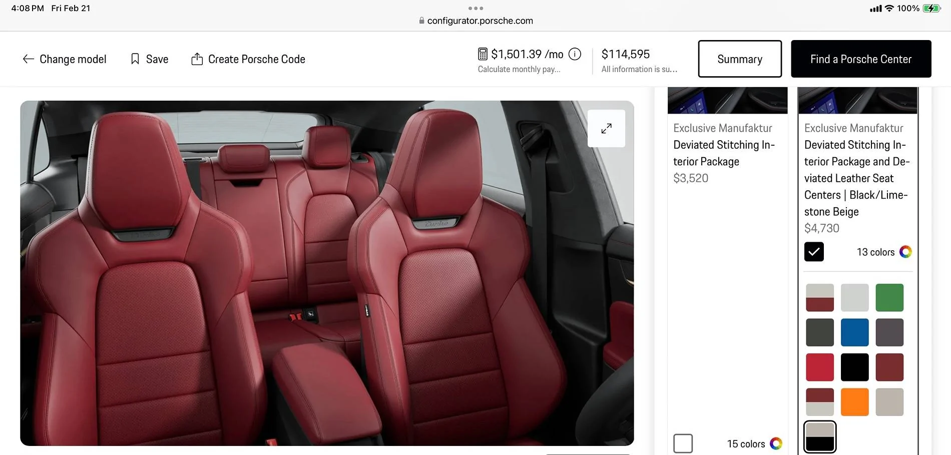 Electric Macan EV Deviated Seat Centers and Stitching - Photos IMG_4598