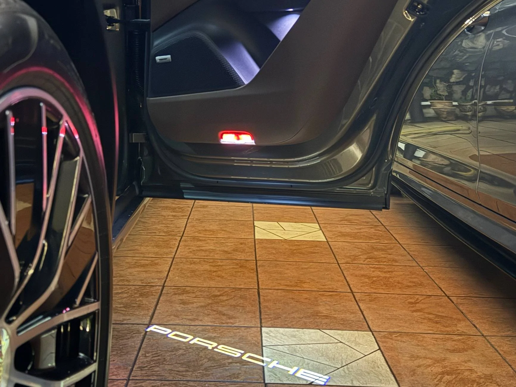 Electric Macan EV Under Door Puddle Lights IMG_4630