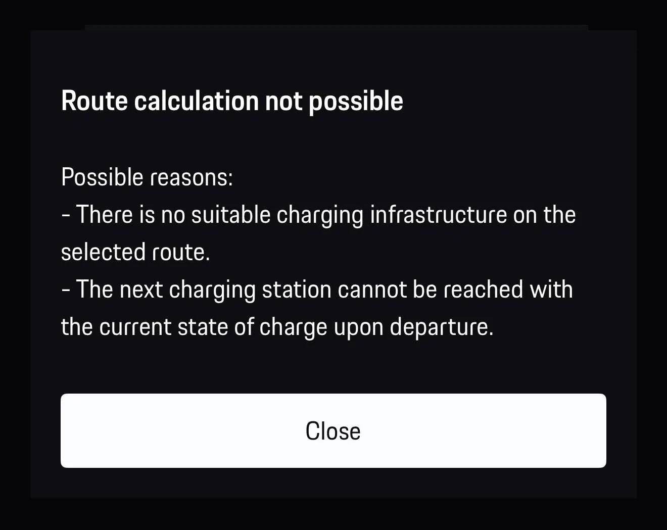Electric Macan EV App refusing to navigate (Route calculation not possible) IMG_5494