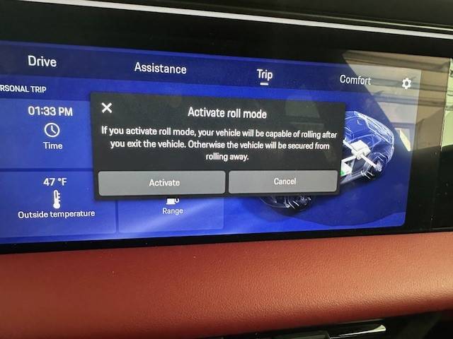 Electric Macan EV Car Wash - Won't stay in neutral Roll mode