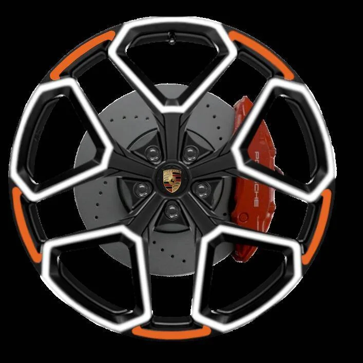 Electric Macan EV Suspension issues solved by smaller wheels? BC Forged_EHT01_Black_GulfOrang
