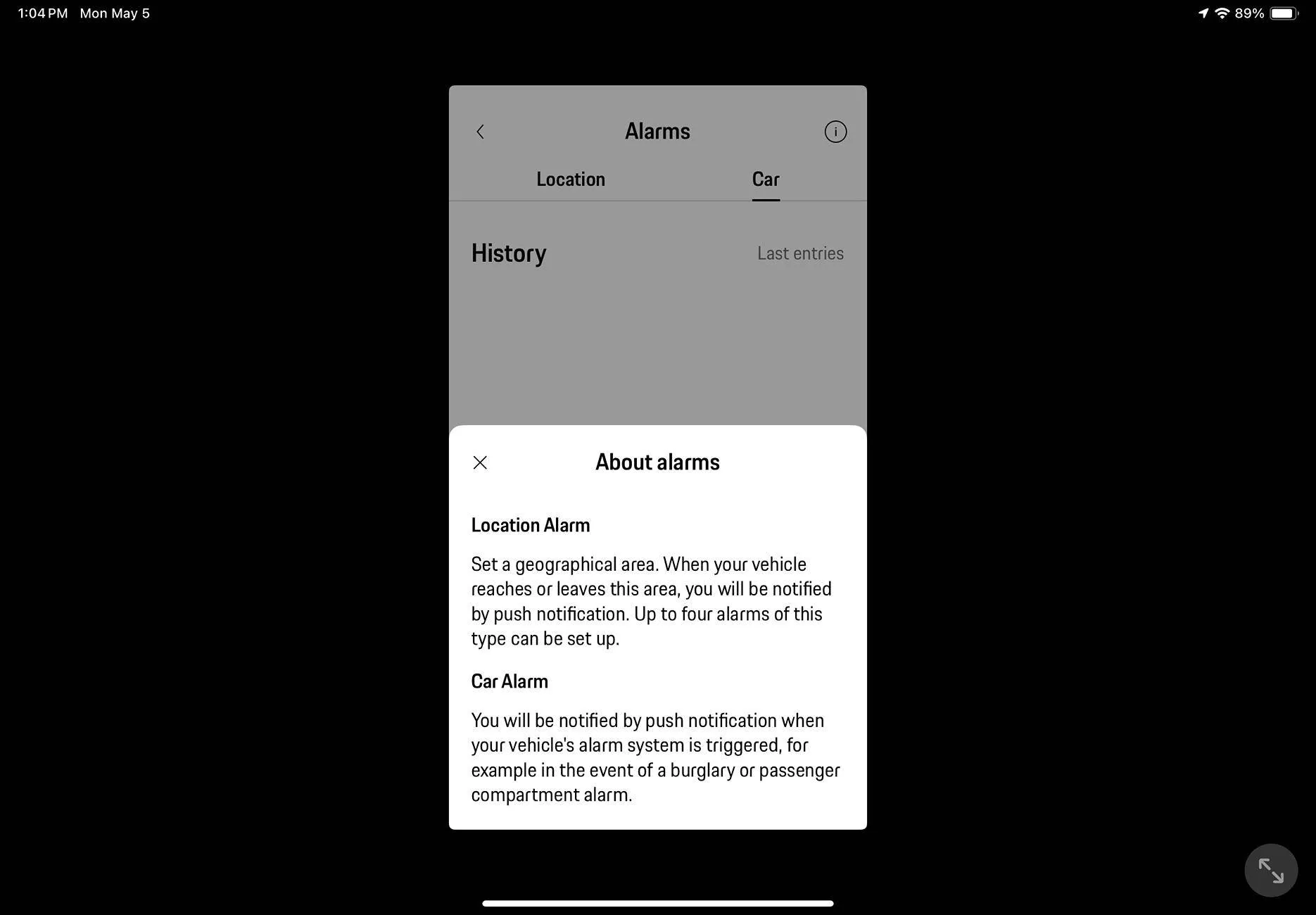 Electric Macan EV alarm notifications to iphone IMG_2079