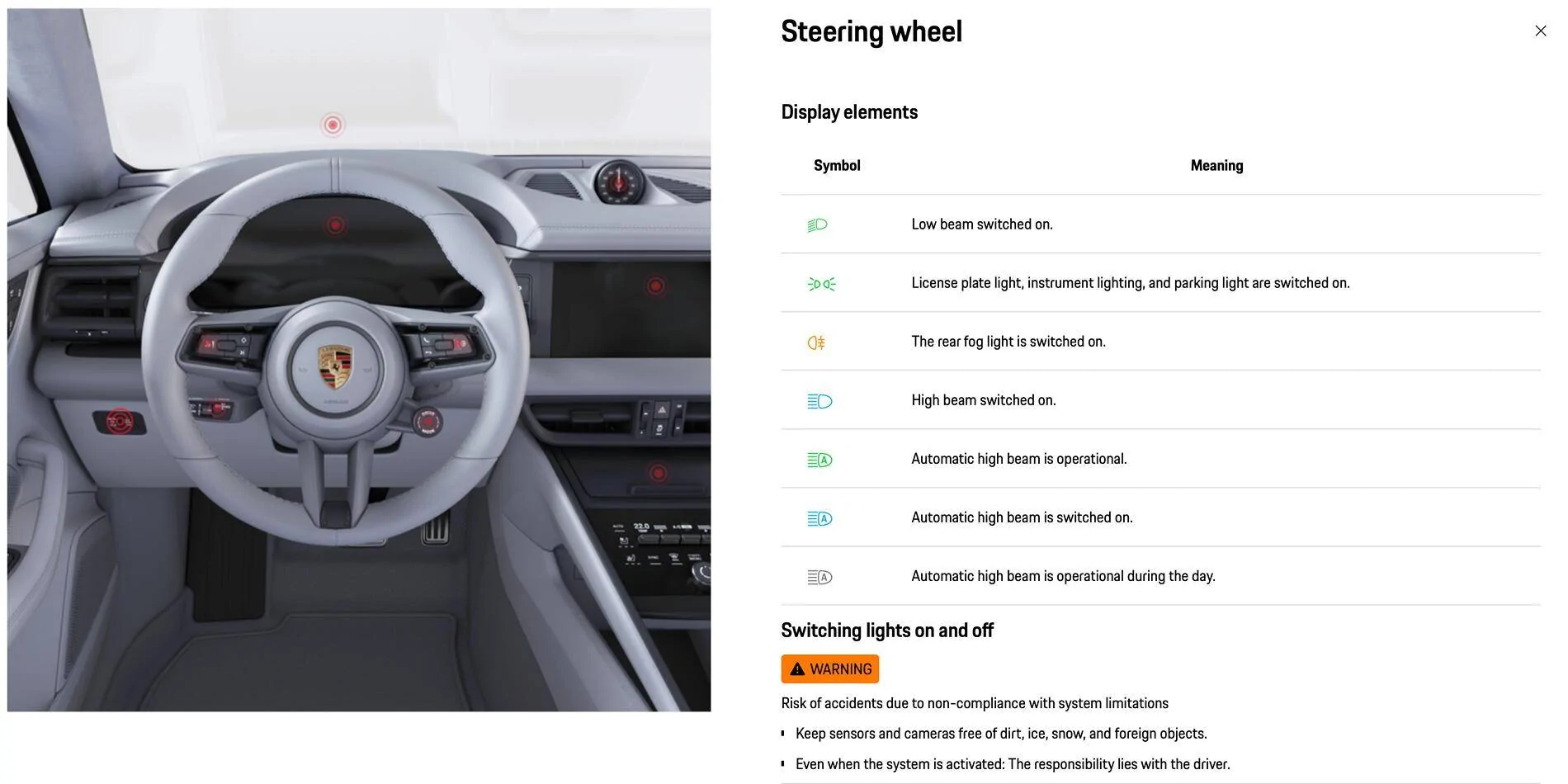 Electric Macan EV Light sign not noticed before Lights