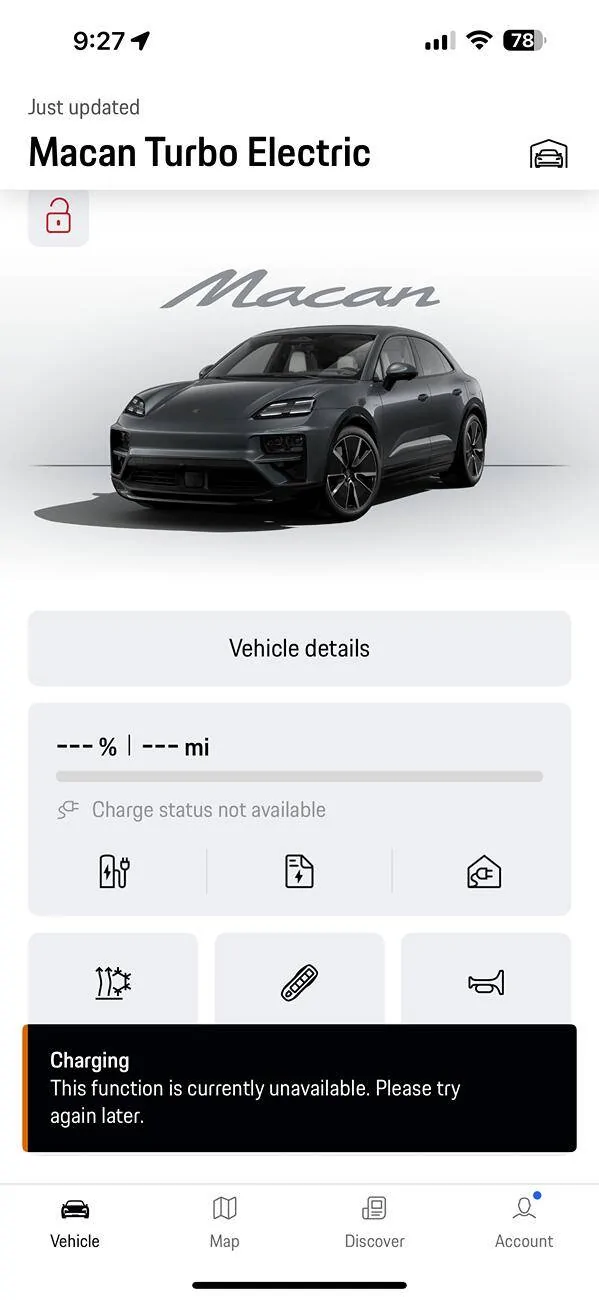 Electric Macan EV Charge status and remote climate not available in My Porsche app IMG_7908
