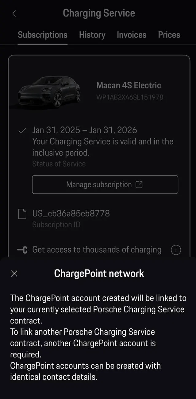 Electric Macan EV ChargePoint now appearing in Charging Service IMG_7987