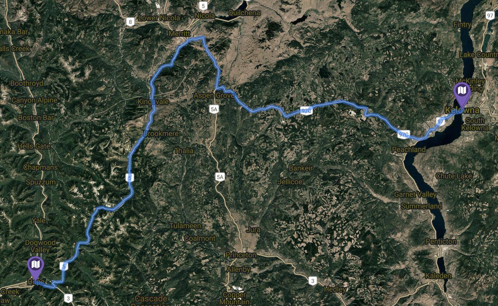 Electric Macan EV So, how does it handle hills? Map of Hope to Kelowna