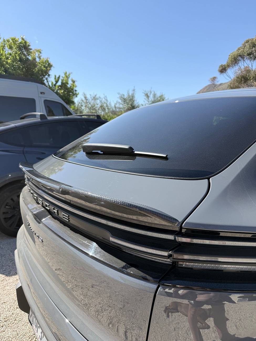 Electric Macan EV Carbon fiber spoiler / lip installed IMG_6007