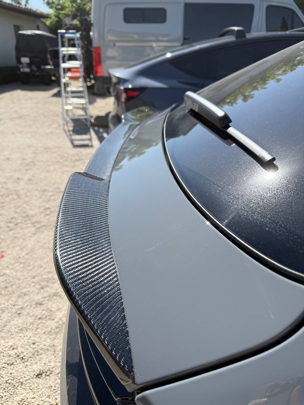 Electric Macan EV Carbon fiber spoiler / lip installed IMG_6008