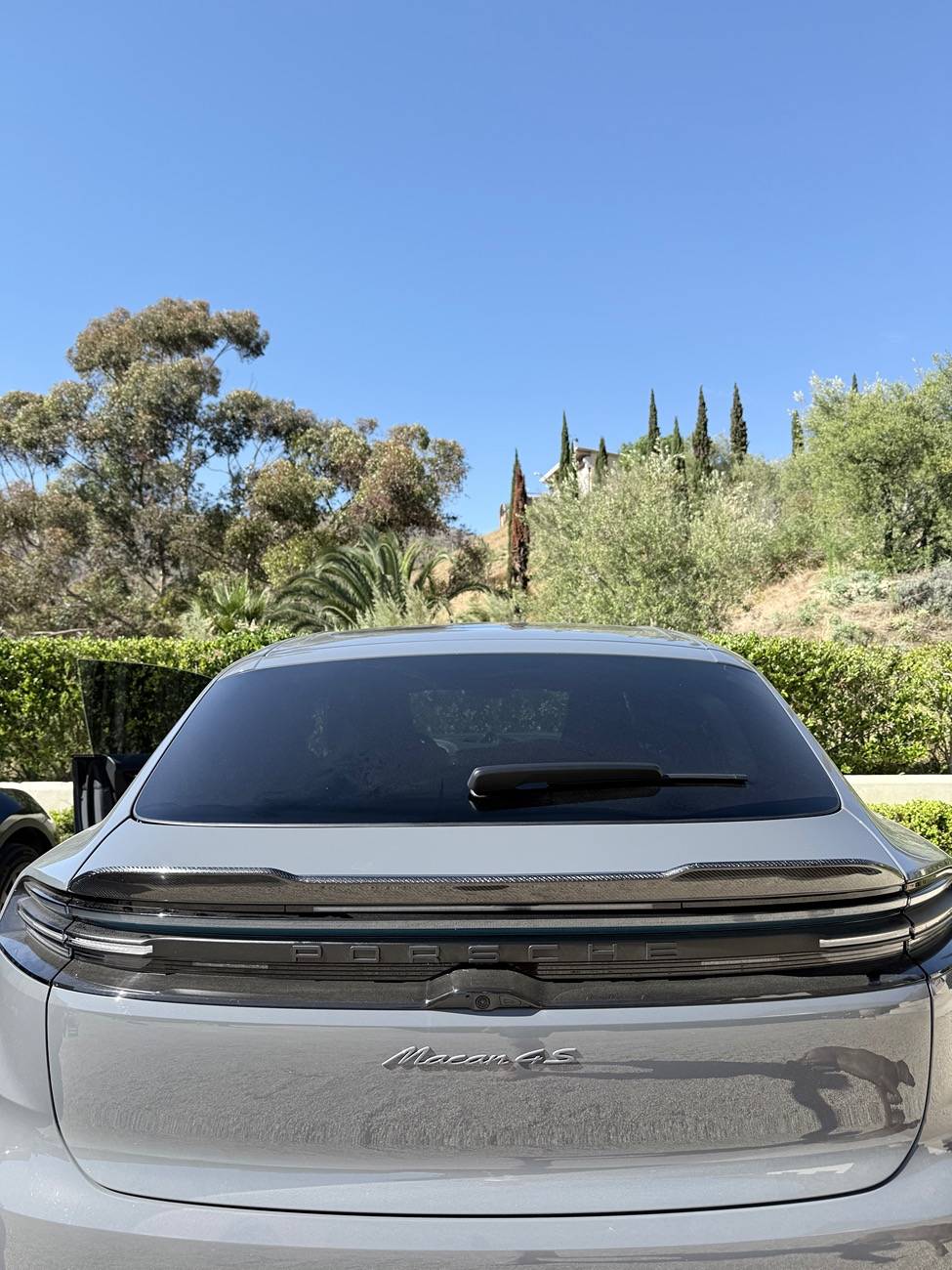 Electric Macan EV Carbon fiber spoiler / lip installed IMG_6009