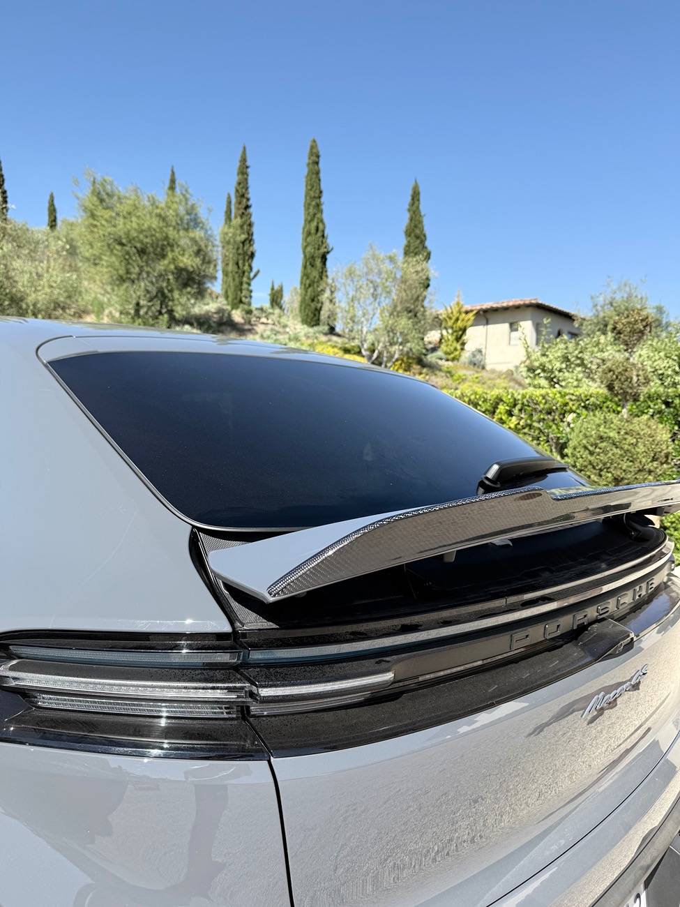 Electric Macan EV Carbon fiber spoiler / lip installed IMG_6011