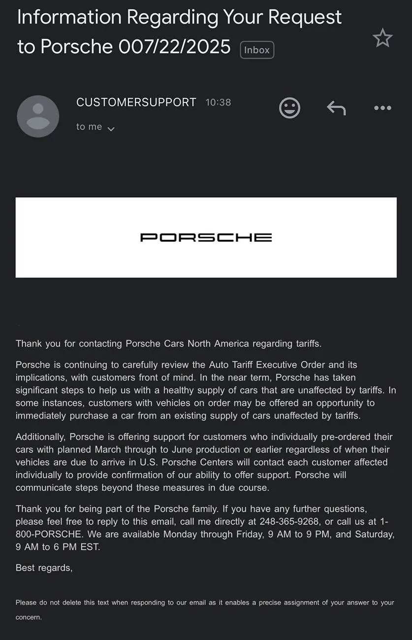 Electric Macan EV Confirmed: 3.5% Tariff on all new Porsche products through the end of 2025. IMG_7926