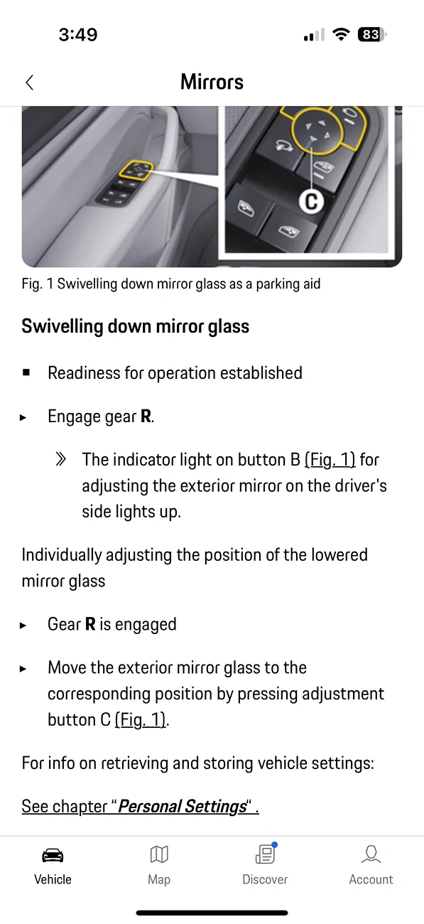 Electric Macan EV Tilting passenger-side mirror when reversing. IMG_1148