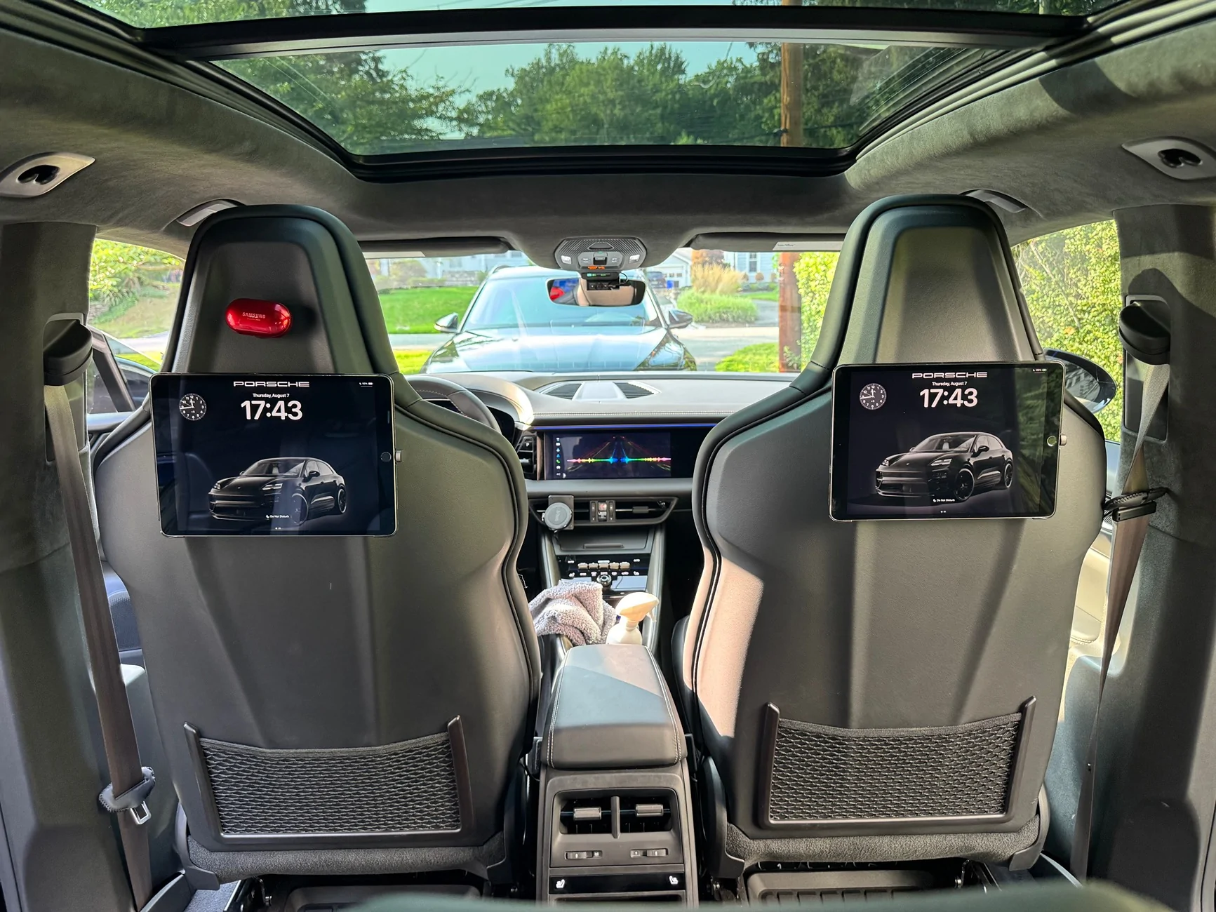 Electric Macan EV Back seat entertainment upgrade: 2 iPads on seat backs IMG_1279