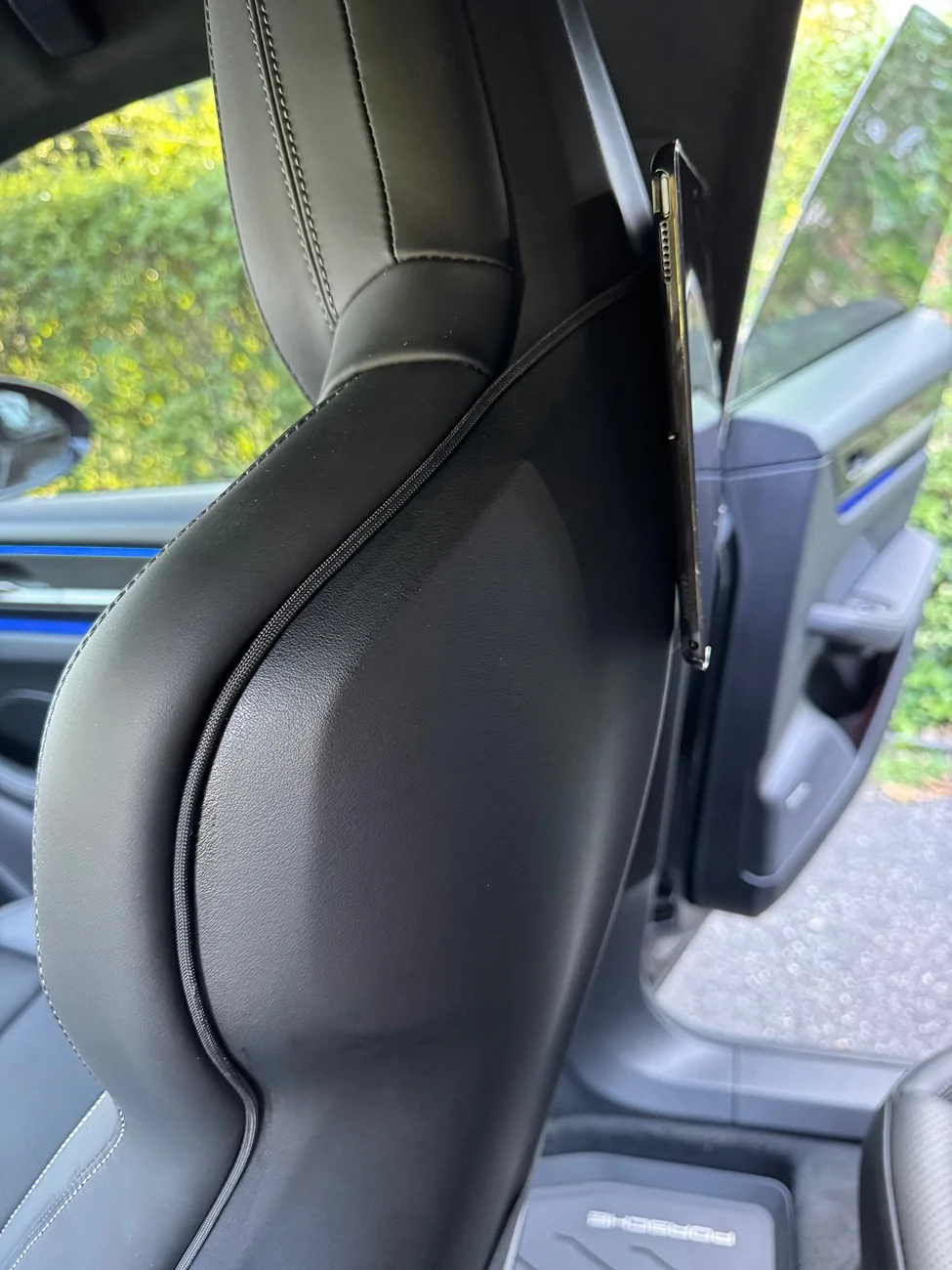 Electric Macan EV Back seat entertainment upgrade: 2 iPads on seat backs IMG_1348