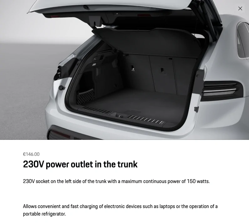 Electric Macan EV 9Z3 230V Socket in luggage removed by dealer without telling me? Screenshot 2025-08-24 at 04.31.17