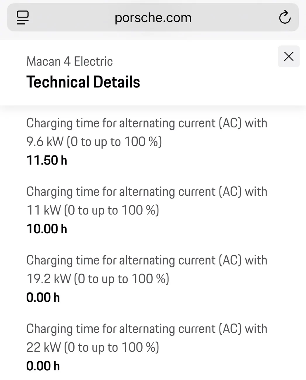 Electric Macan EV [Poll] - Porsche charging specification lie?  Macan is not allowing 11 kW max charge rate - capped at 40 amps? 9.6 kW max rate. IMG_1445