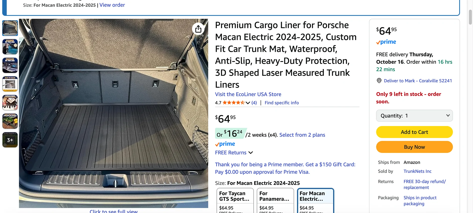 Electric Macan EV Weathertech Cargo Liner Finally Available Screenshot 2025-10-13 at 07.38.08