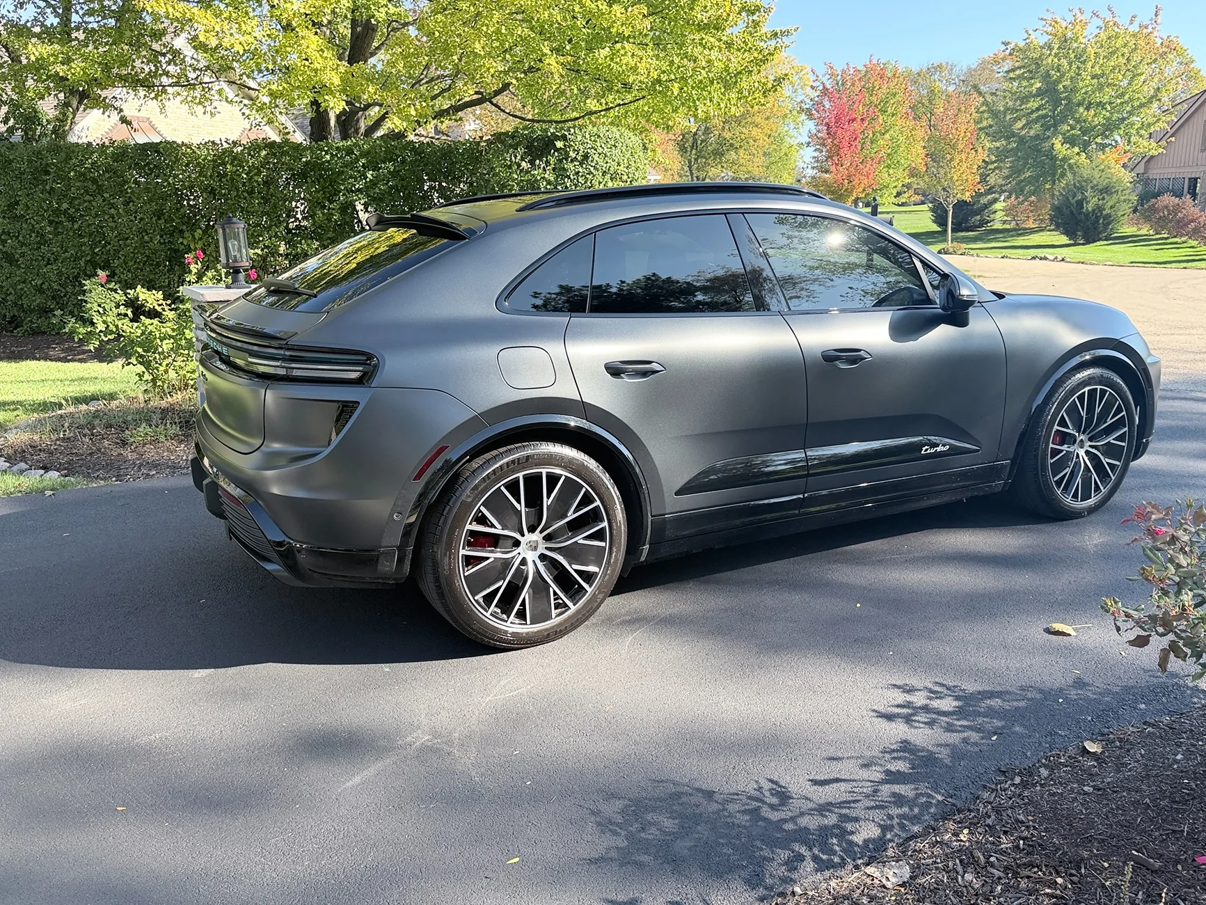 Electric Macan EV Carbon fiber spoiler / lip installed IMG_1398