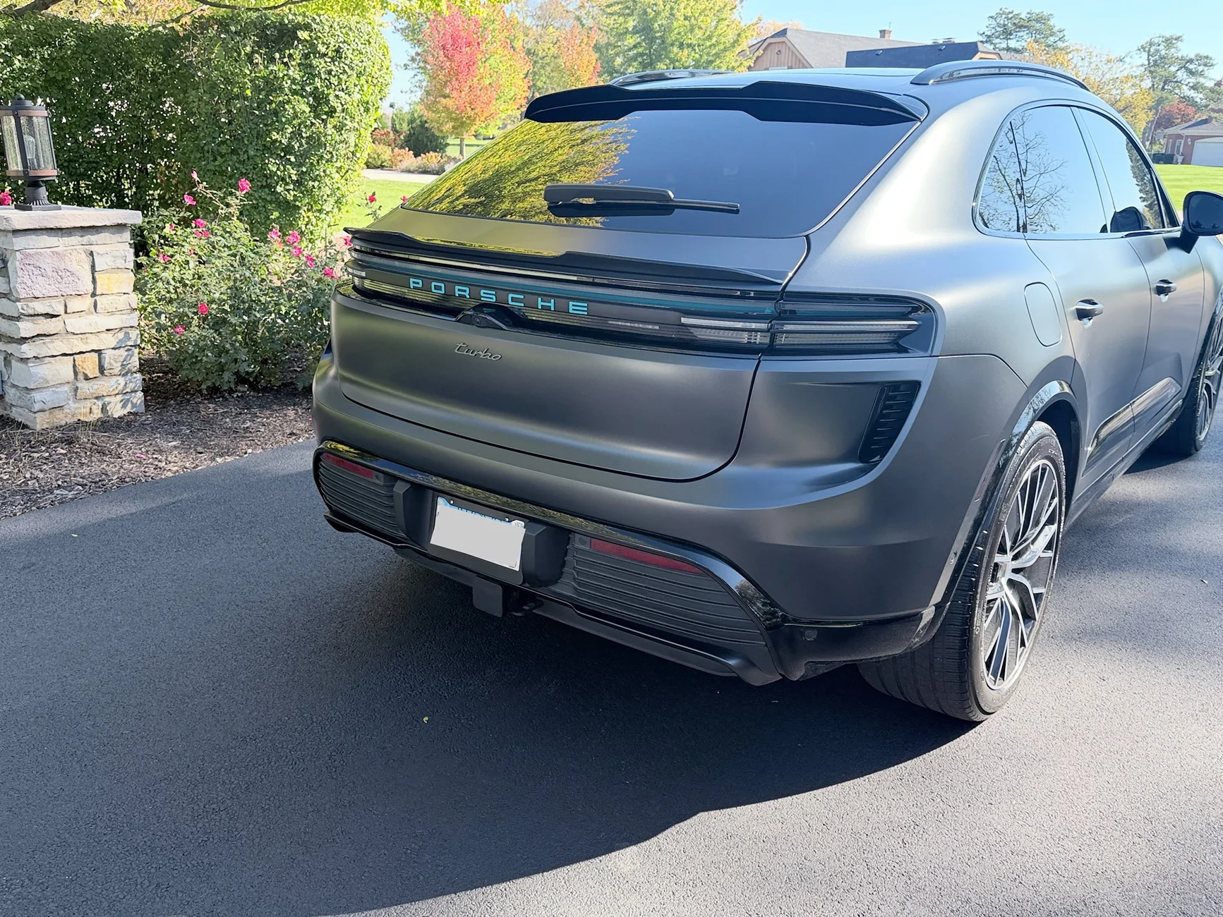 Electric Macan EV Carbon fiber spoiler / lip installed IMG_1399