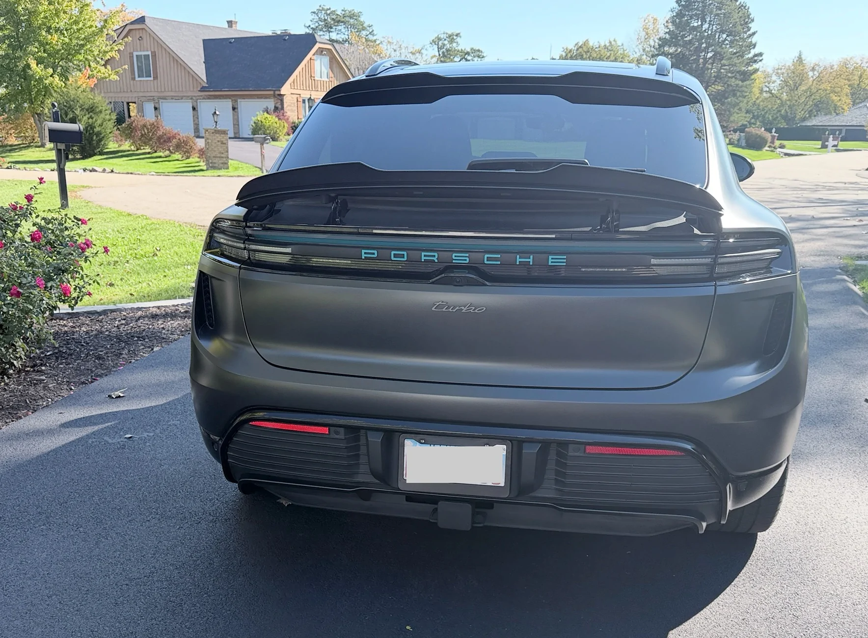 Electric Macan EV Carbon fiber spoiler / lip installed IMG_1402