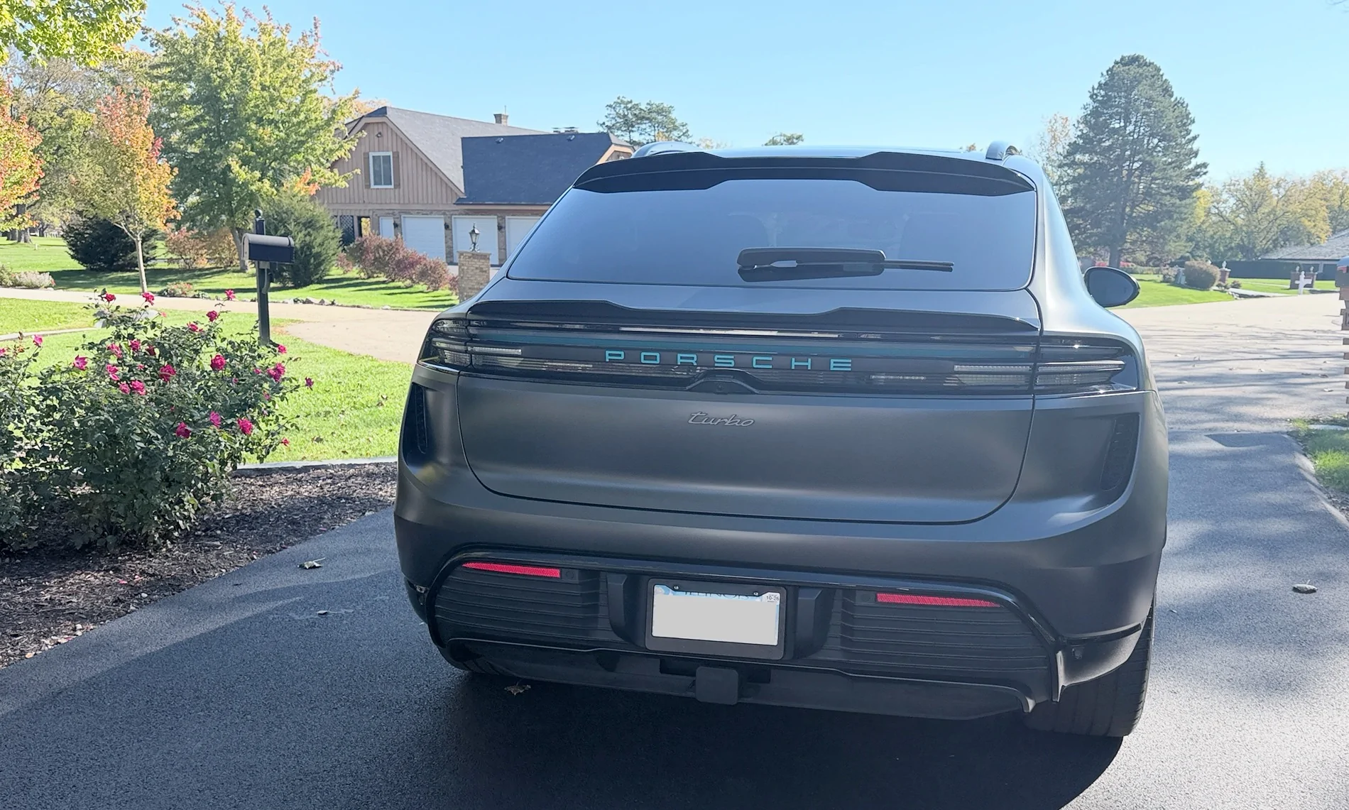Electric Macan EV Carbon fiber spoiler / lip installed IMG_1400