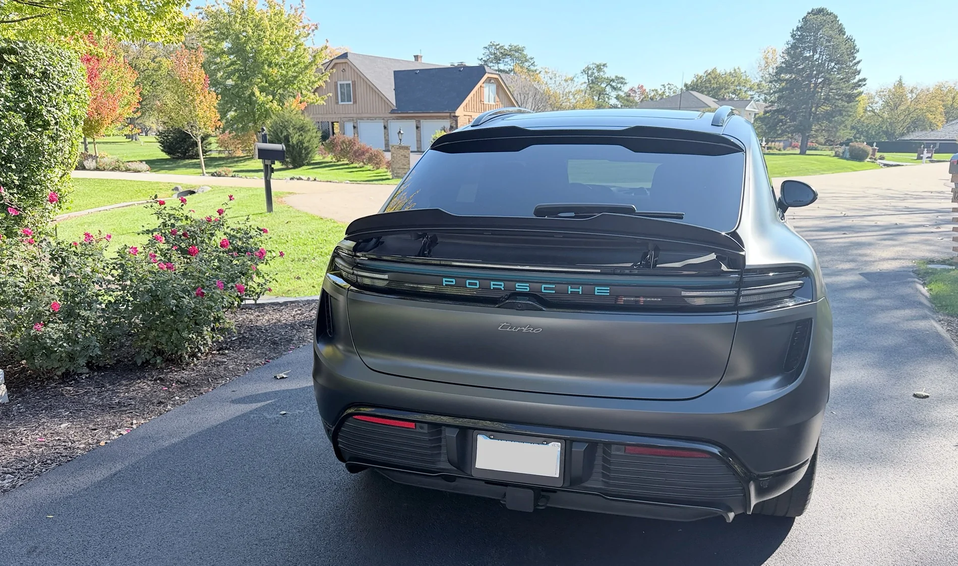 Electric Macan EV Carbon fiber spoiler / lip installed IMG_1401