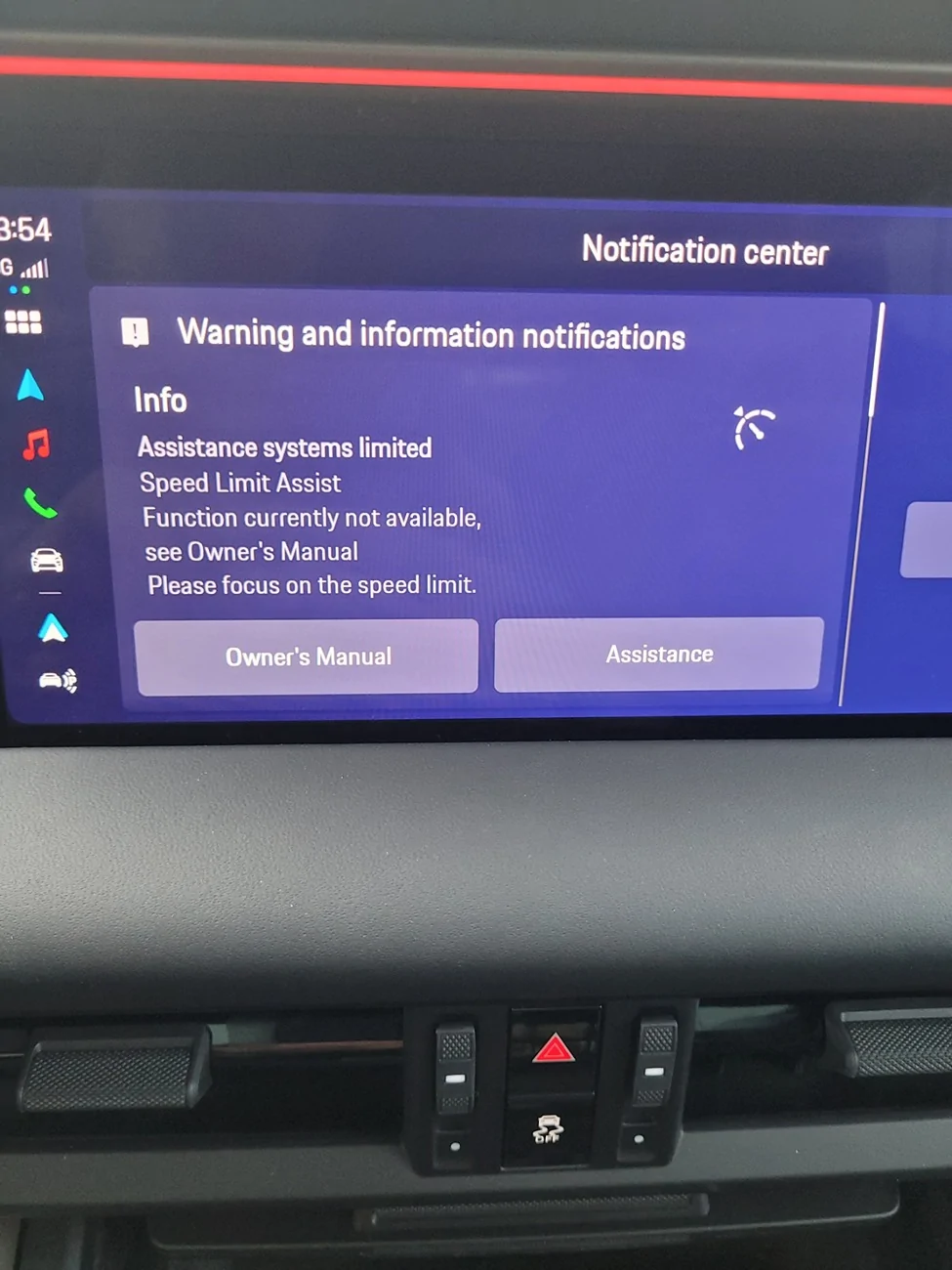 Electric Macan EV Speed Limit Assist "Function currently not available" - nothing in owners manual Macan 1