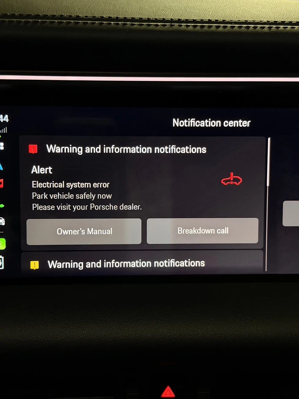 Electric Macan EV 2025 Macan EV charging interruption followed by multiple electrical errors and undriveable vehicle IMG_6611