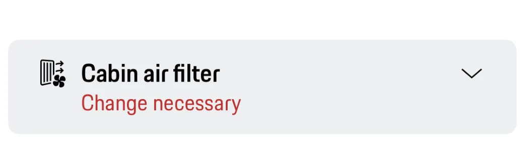 Electric Macan EV Premature service alert for cabin air filter.. false alert