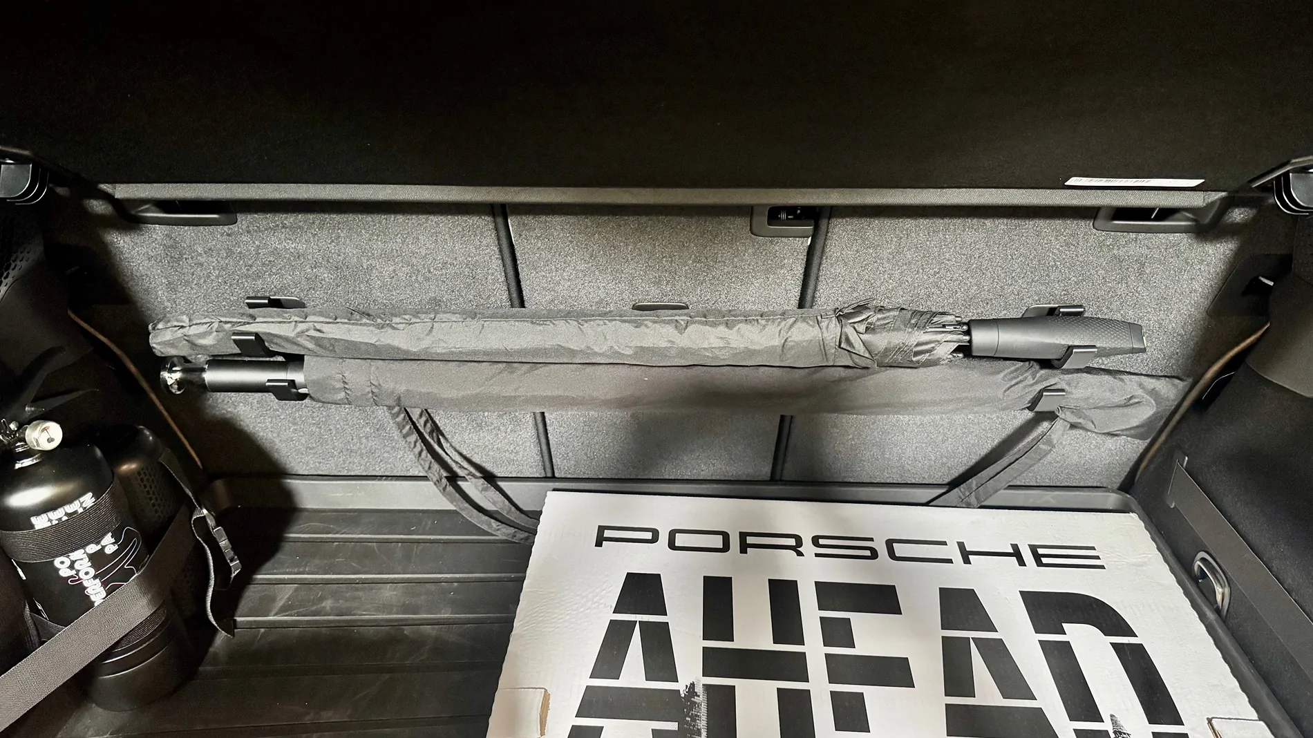 Electric Macan EV Umbrella hooks for boot IMG_2656