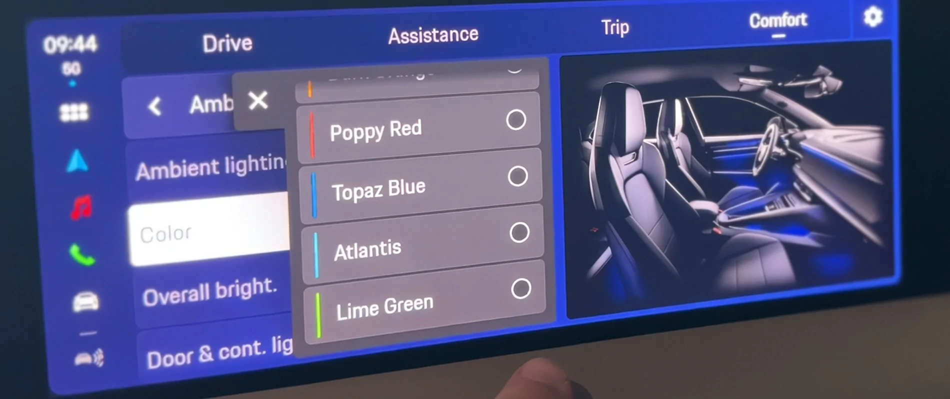 Electric Macan EV MY26 Ambient Lighting - Additional Color Options (Color Wheel) MY25 Ambient Lighting