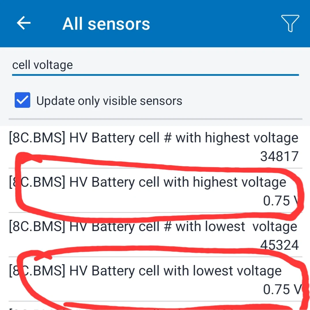 Electric Macan EV Battery cells reset/rebalancing after erratic SoC readings Screenshot_20260227_083150_Car Scanner