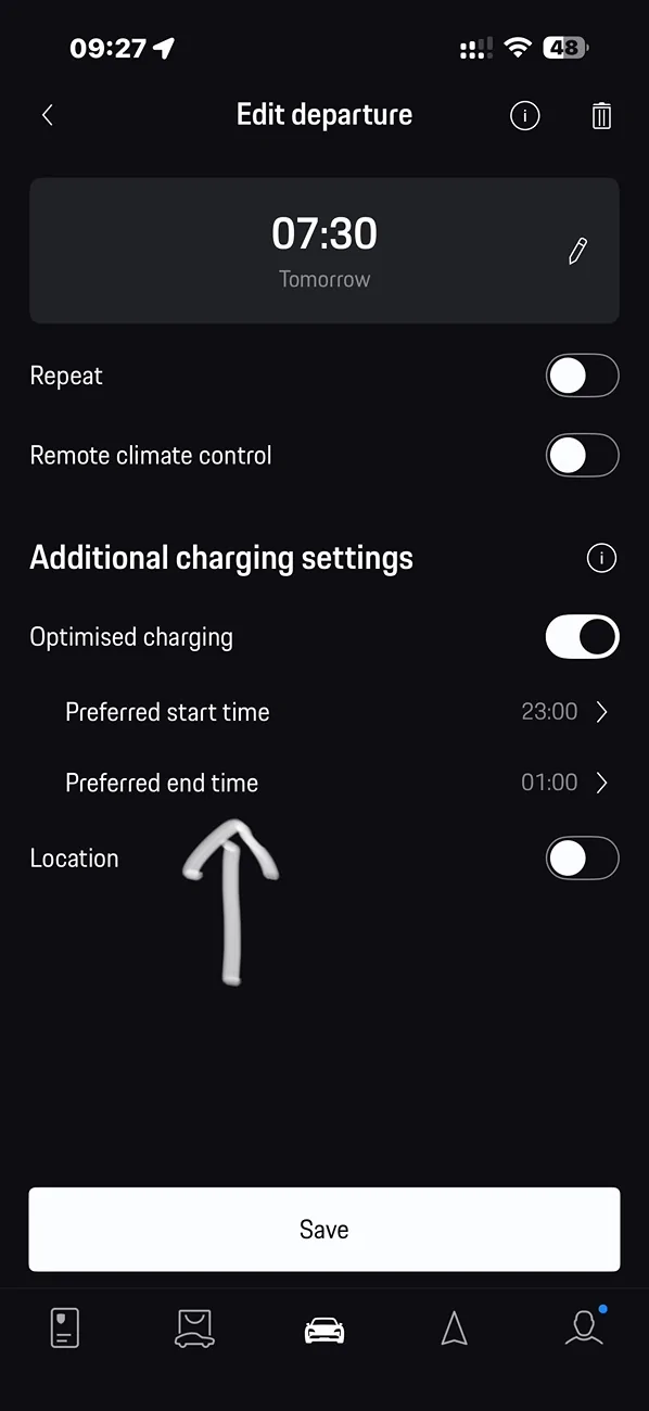 Electric Macan EV Macan GTS EV in UK not compatible with Octopus intelligent go. How do I set a charge timer in the car? IMG_1213