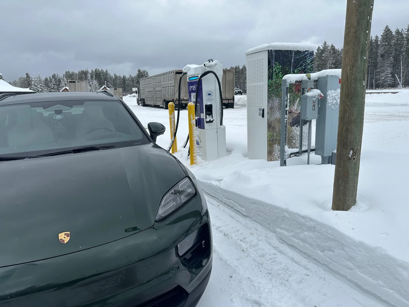Electric Macan EV Review: The worst possible conditions for a journey in a fancy EV? Bring it on! charging-island-park-idaho