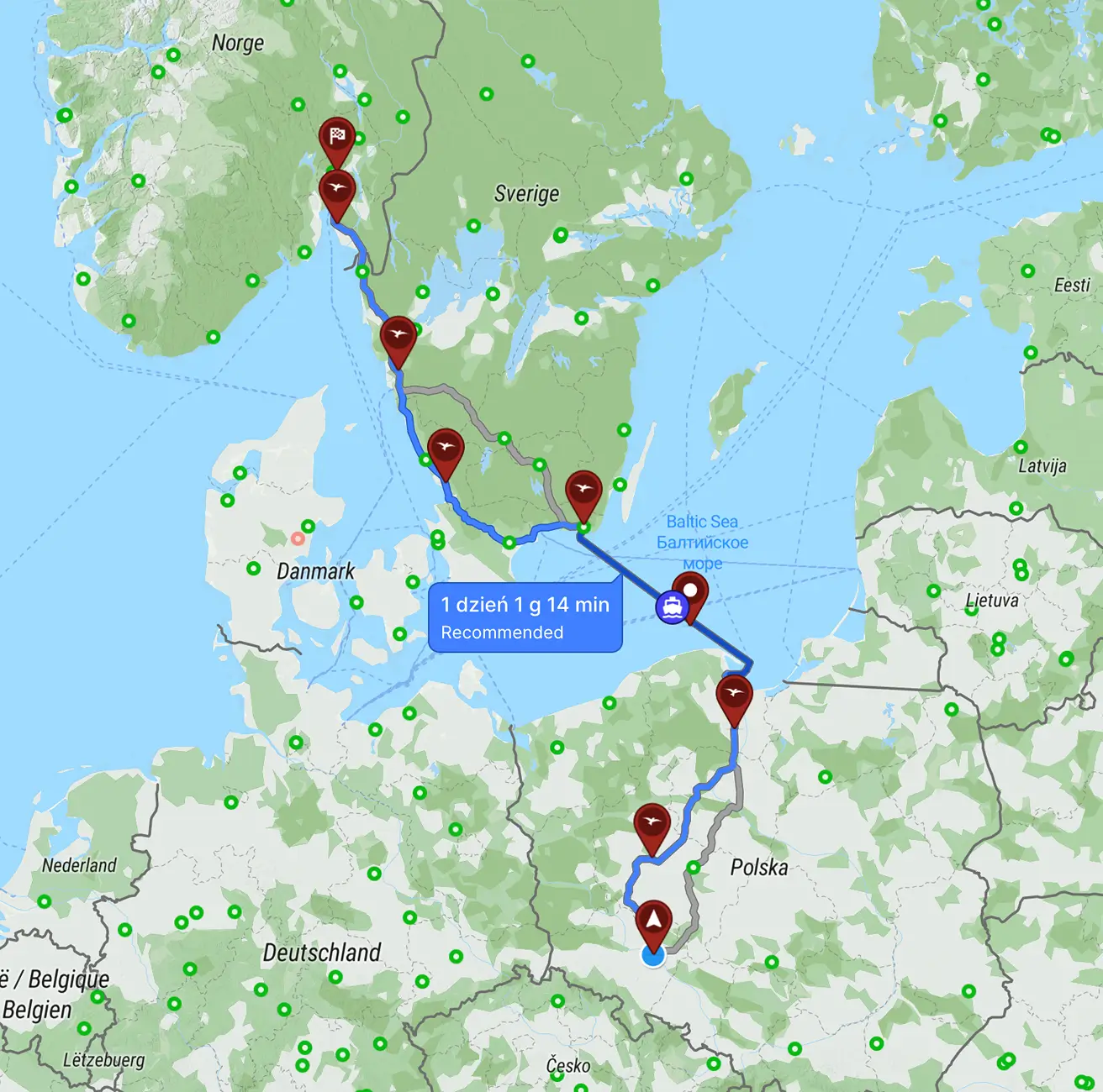 Electric Macan EV 2,5k km road trip from PL to NO Zrzut ekranu 2026-03-22 o 13.00.27