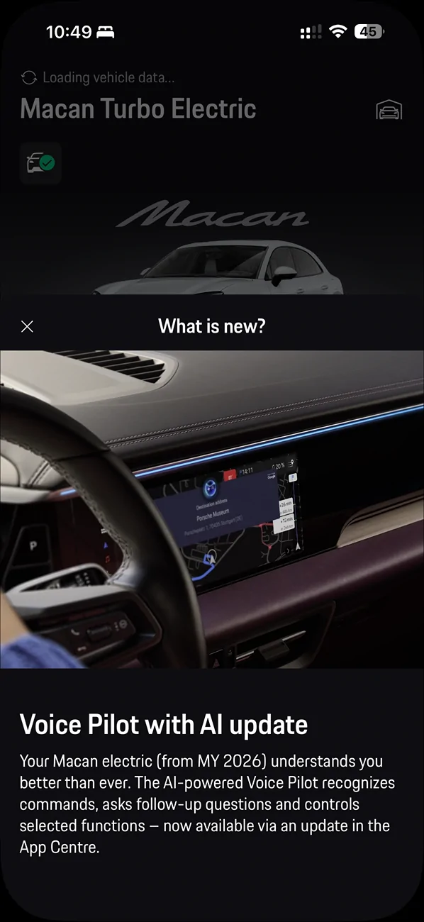 Electric Macan EV Voice Pilot AI Update IMG_0617
