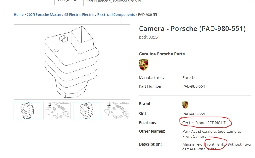 Electric Macan EV Crack in front camera Screenshot_1-5-2026_13170_porsche.oempartsonline.com