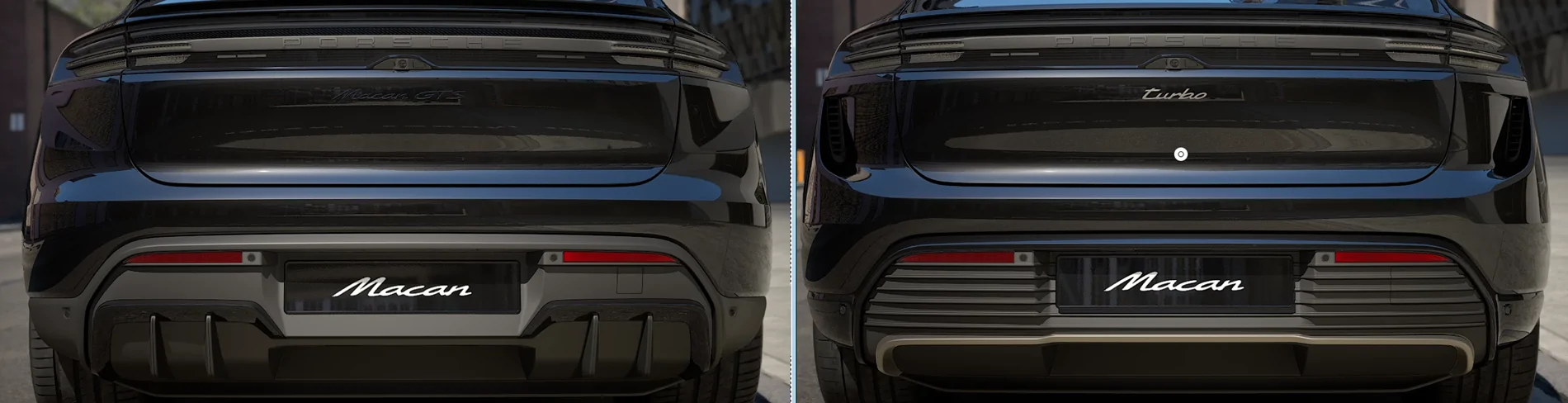 Electric Macan EV Rear Bumper Diffuser swap  Possible? SidebySide-Macan Turbo and GTS rear diffuser