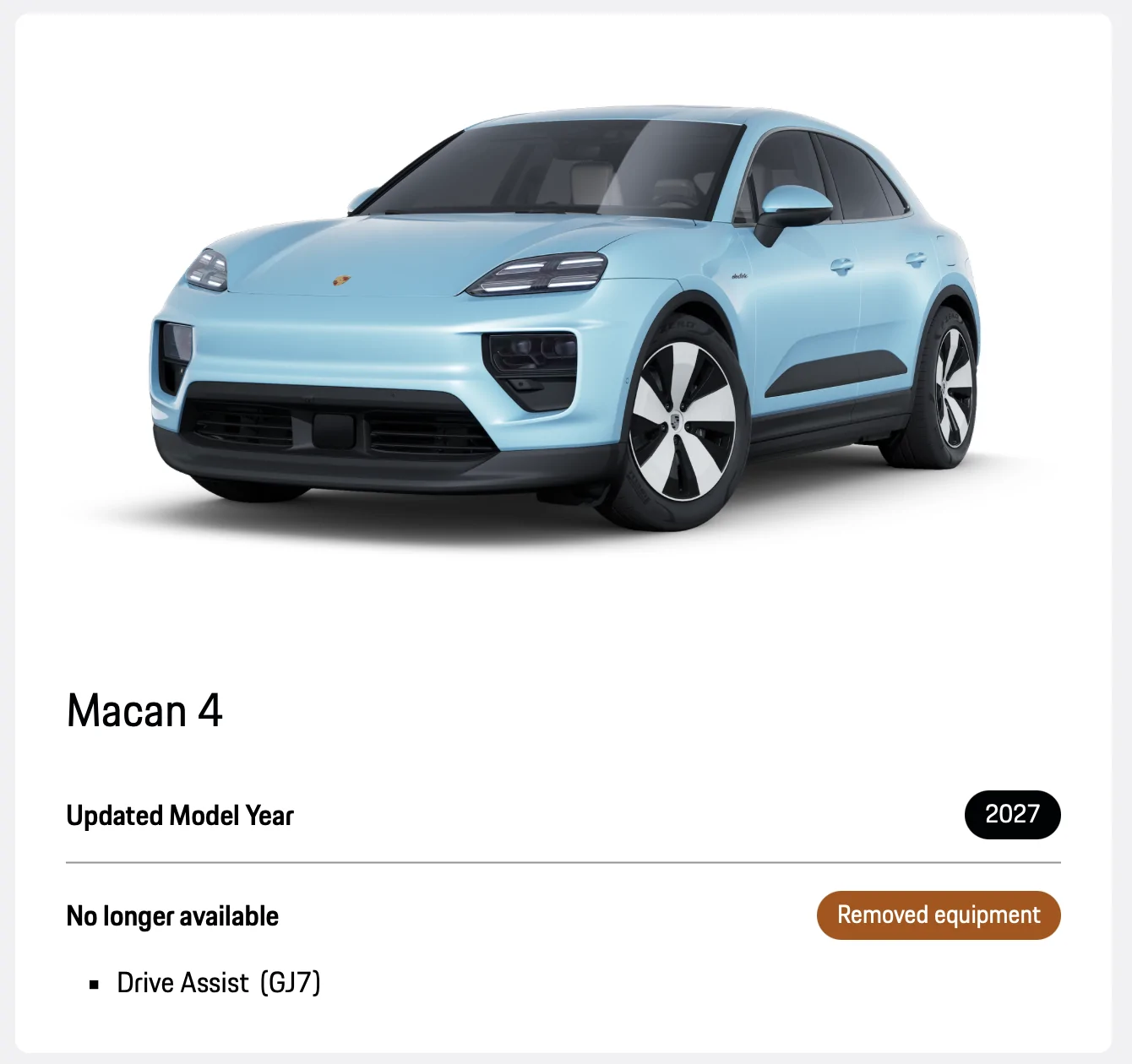 Electric Macan EV Drive Assist | GJ7 option has disappeared from configurator for US 2027 models? Image 7-9-26 at 07.53