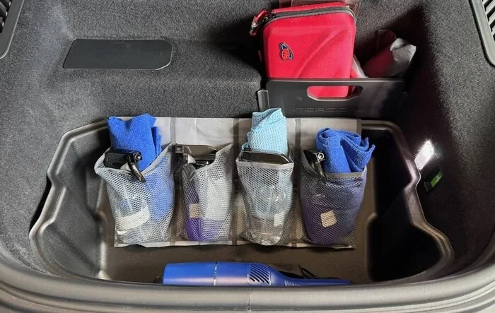Frunk additions for cleaning supplies on the road