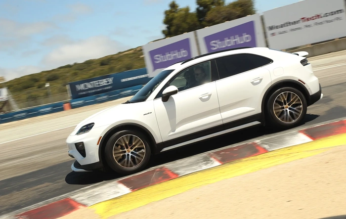 Some fun pictures of my Macan 4 EV on the track at Laguna Seca